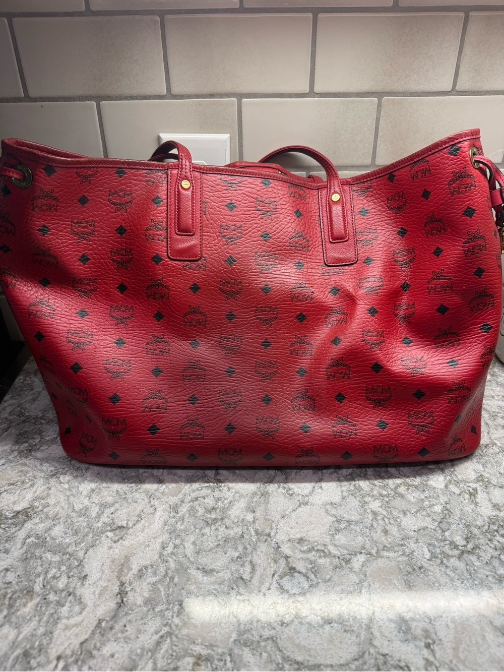 MCM Visetos Liz Reversible Shopper Tote - Picture 7 of 16